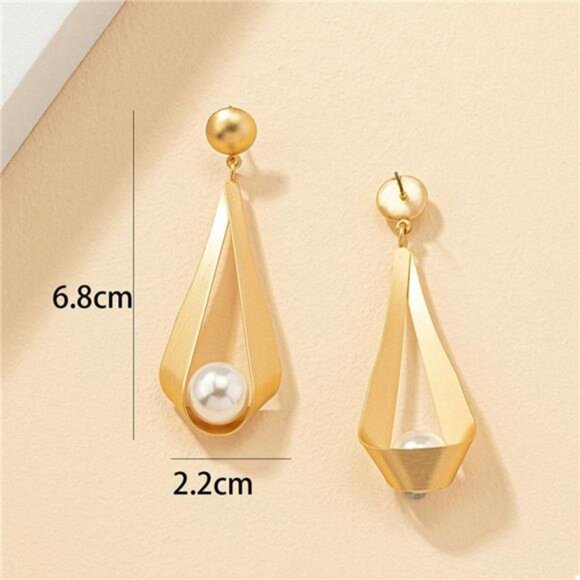 18K Gold-Plated Pearl Drop Earrings - Picture 4 of 4